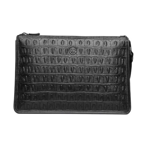 GOLDLION Коровья кожа Клатч Средний Мужской Черный