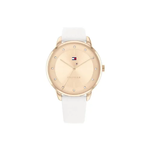 Tommy Hilfiger Women's Watch Кварцевый механизм Кожаный ремешок 36 мм Золотой циферблат