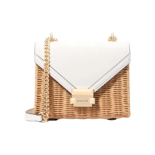MICHAEL KORS Whitney Ivy Wicker Плечевая сумка Маленькая Женская Коричневая и Белая