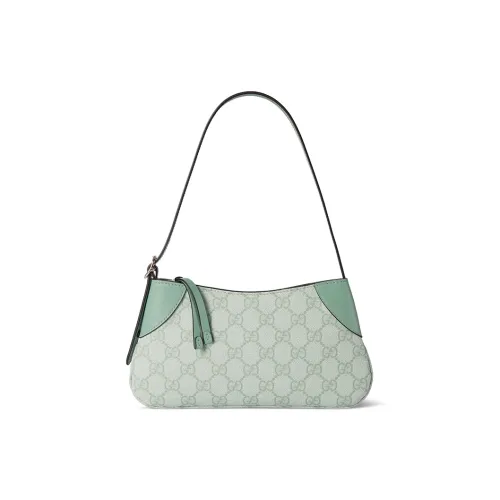 GUCCI GG Emblem Ткань с покрытием кожа вставки обметка сумка через плечо Extra Mini женский серый зеленый