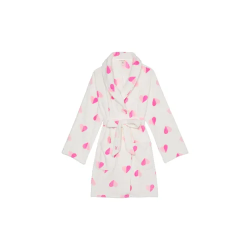 Victoria's Secret Night Robe Женская Белая Подкладочная ткань Розовый Сердце
