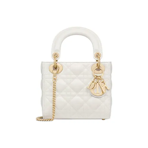 DIOR Lady Dior Sheepskin Сумка Lady Dior Сумка через плечо Мини Женская Молочно-белая