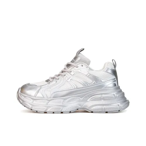 Joy Mario визуально увеличивает рост противоскользящие низкие топовые кроссовки с толстой подошвой женские серебряные