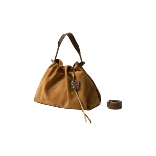 Songmont Спилок коровьей кожи Замша Сумка через плечо Сумка на плечо Средняя Унисекс Закат Песочный Коричневый