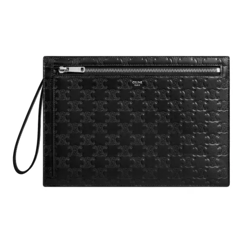 CELINE Triomphe Телячья кожа Клатч Мужской Черный