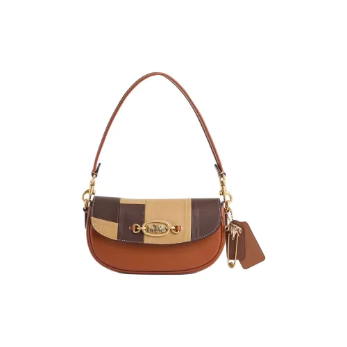 COACH Харлей Кожа Сумка через плечо Сумка на плечо Средняя Женская Янтарная