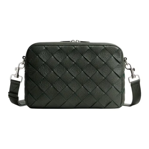 Bottega Veneta Intrecciato Телячья кожа Camera Сумка Сумка через плечо Сумка на плечо Мужская Темно-зеленая