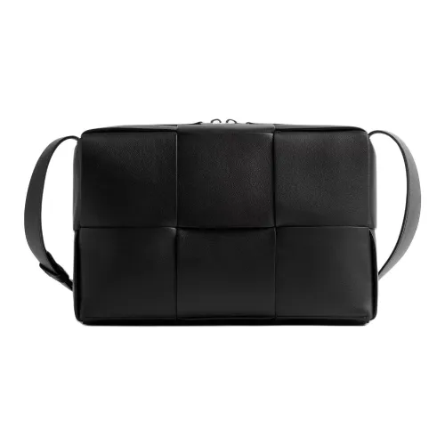 Bottega Veneta Intrecciato Телячья кожа Camera Сумка Сумка через плечо Сумка для ноутбука Мужская Черная