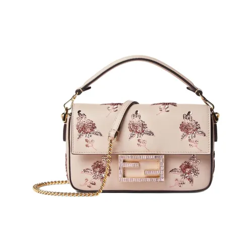 FENDI Baguette Телячья кожа Одно плечо Сумка Мини Женская Розовая