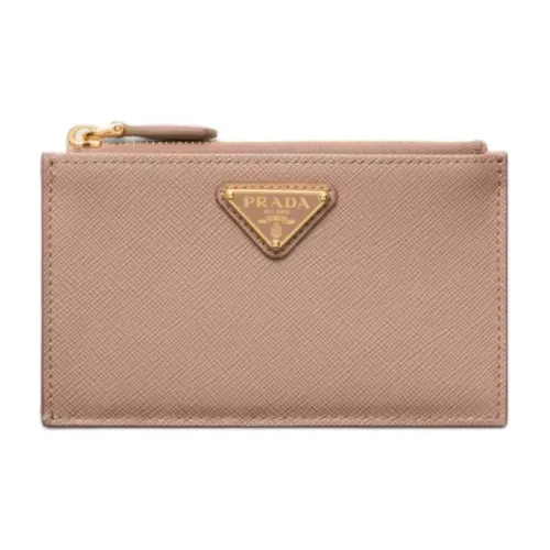 PRADA Saffiano Коровья кожа Держатель для карт Женский Нюдово-розовый