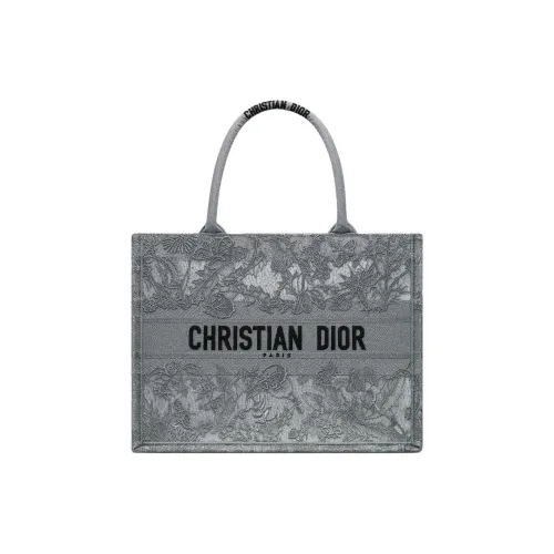 DIOR BookTote Хлопок Тоут Сумка Сумка для покупок Сумка среднего размера Женская Серый