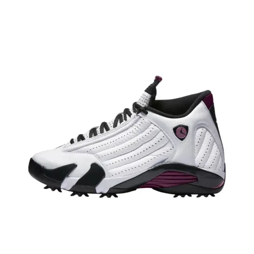Jordan Air Jordan 14 Противоскользящая Устойчивая к износу MID Топ Обувь для гольфа Унисекс Белый
