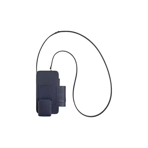 HERMES Hermèsway Epsom Телячья кожа Чехол для телефона Мужской Темно-синий