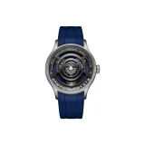 Серый чехол, черный циферблат, синие ленты для принтера, силиконовая версия.