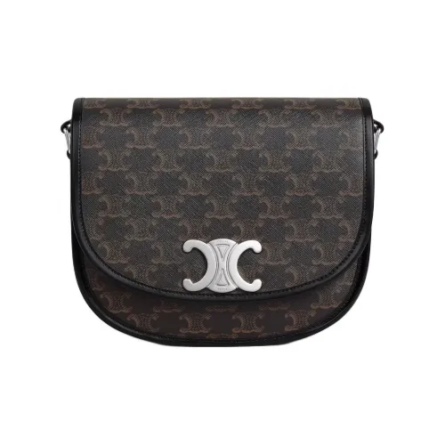 CELINE Besace Холст Сумка через плечо Средняя Женская Черная