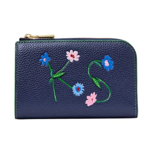 Kate Spade Коровья кожа Держатель для карт кошелек Женские Морской синий Многоцветный