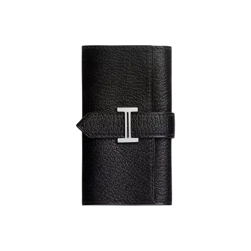 HERMES Bearn Mysore Шевро Key Pouch Унисекс Черный