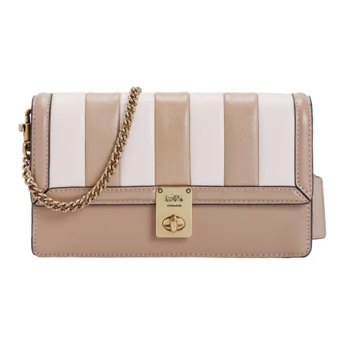 COACH Hutton Коровья кожа кожаная сумка с цепочкой клатч женский молочно-чайный
