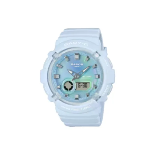 CASIO BGA 280 Collection Кварцевый механизм Смольный ремешок Часы Женские Синий циферблат