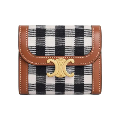 CELINE Triomphe Ткань Кошелек Женские Черный Белый