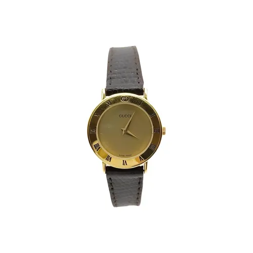 GUCCI Vintage Collection Кварцевые Женские Часы Кожаный Ремешок 26 мм Золотистый Циферблат