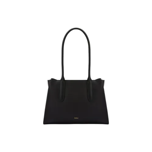 Furla Double Layer Calfskin Tote Bag Shopping Bag Shoulder Bag Medium Women's Black