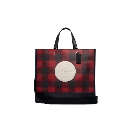 COACH Dempsey Кожа Сумка Большая Женская Черная Красная Многоцветная