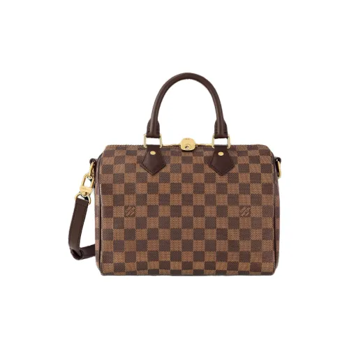 LOUIS VUITTON Speedy Холст Сумка через плечо Сумка Женская Коричневая