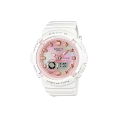 CASIO BGA 280 Collection Кварцевый механизм Смольный ремешок Часы для женщин Розовый циферблат