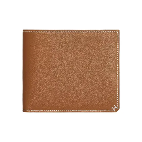 HERMES H Sellier Телячья кожа Кошелек Женские 37 Золотисто-коричневый