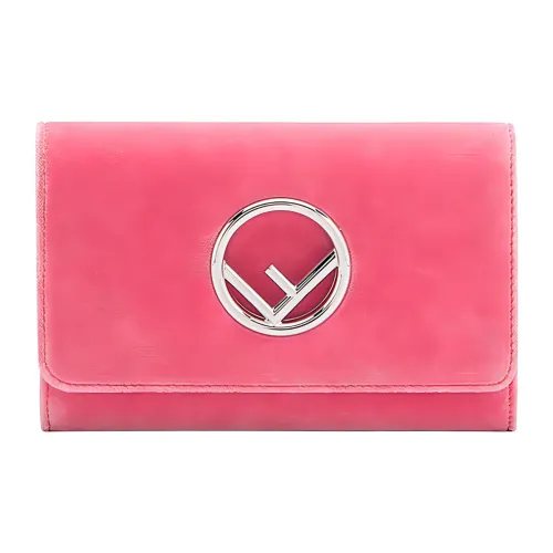 FENDI Бархат Велюр Цепочка Кошелек Клатч Сумка через плечо Сумка на плечо Женская Розовая