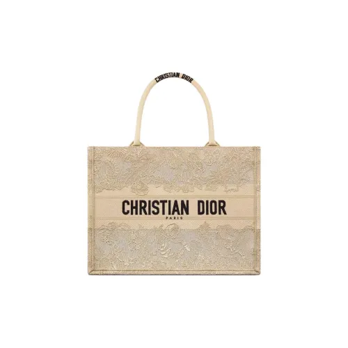 DIOR BookTote Хлопок Тоут Сумка Сумка для покупок Сумка Женская Бежевая