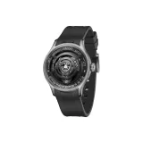 Серый корпус, черный циферблат, черный ремешок, флуоресцентная резина, версия