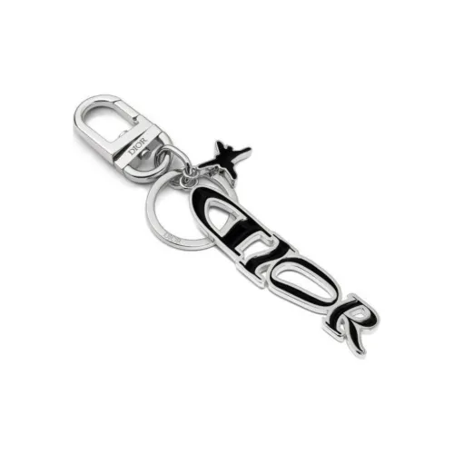 DIOR Палладий с латунным покрытием брелоки с эмалевыми деталями унисекс черный