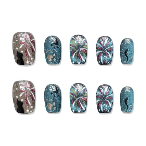 XIAMEIYU Фейерверк Кошачий глаз 'Humanity'S Свечение' Ручной Осветляющий Инструмент для Ногтей 20 мм Фальшивый Ногтей Короткий LADDER Черный Смудж