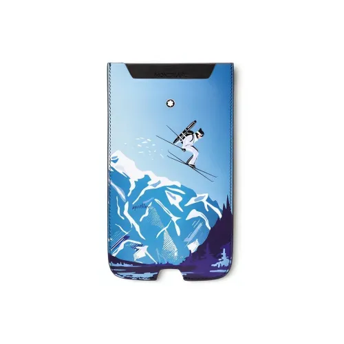 MONTBLANC Чехол для мобильного телефона из крупнозернистой коровьей кожи мужской синий через плечо