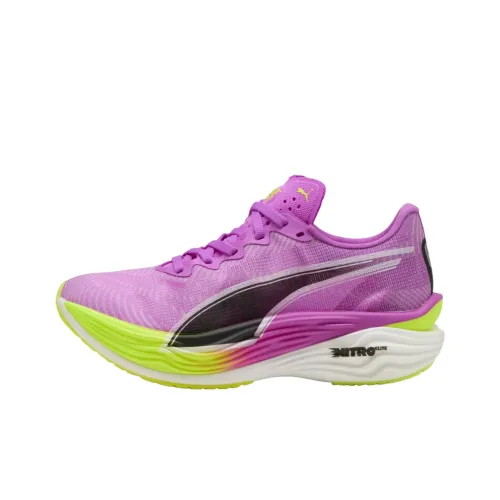 PUMA Deviate NITRO Elite 3 Противоскользящий Устойчивый к истиранию Низкий Топ Повседневные Беговые кроссовки Женские Фиолетовый Желтый