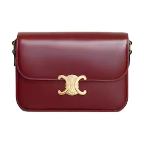 CELINE Triomphe Телячья кожа Сумка через плечо Сумка на плечо Женская Светлый Бордовый Красный