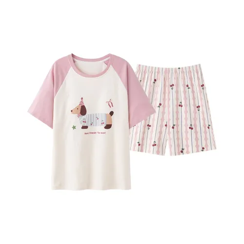 Shivs Pajama Комплект Женский Розовый Белый