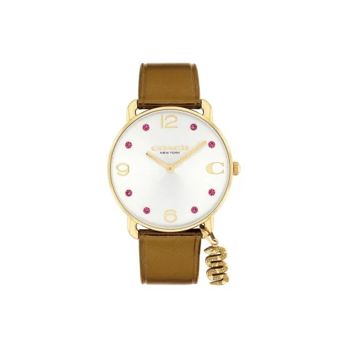 COACH ELLIOT Collection Women's Watch Кварцевый механизм Кожаный ремешок 36 мм Серебристый циферблат