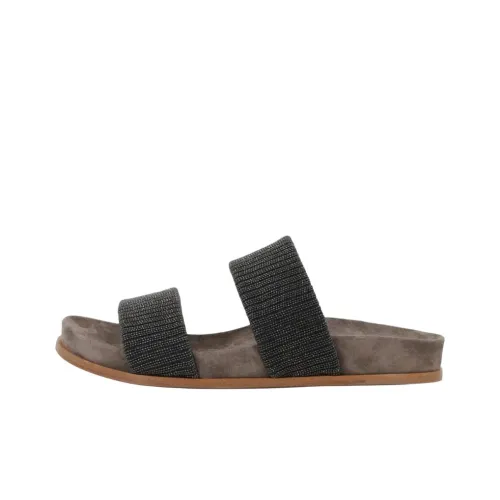 Brunello Cucinelli Monili Слипоны Черно-коричневый Женские
