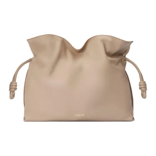 LOEWE Flamenco Napa Голень Кожа Клатч Большой Женские Песочный