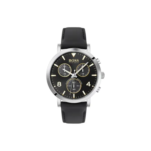 Hugo Boss Мужские часы Кварцевый механизм Кожаный ремешок 42 мм Черный циферблат