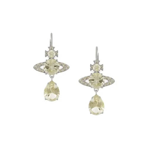 Vivienne Westwood Saturn Инкрустированные серьги-гвоздики с подвеской унисекс серебряный грушево-желтый