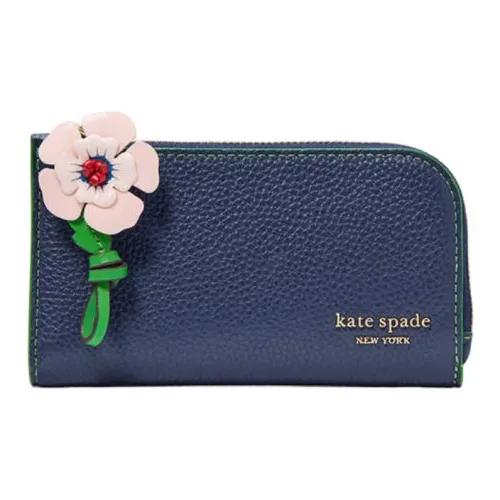Kate Spade Кошелек из коровьей кожи держатель для карт маленький женский цвет французский морской синий