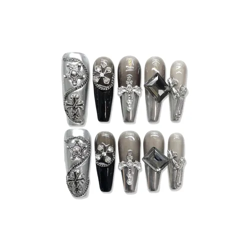 XIAMEIYU Aurora Сверкающий страз Ручной работы Длинный инструмент для ногтей 30MM False Nail Трапециев Готический Градиентный