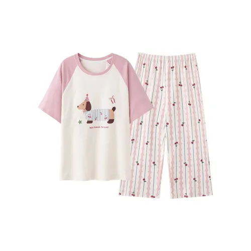 Shivs Pajama Комплект Женский Розовый Белый