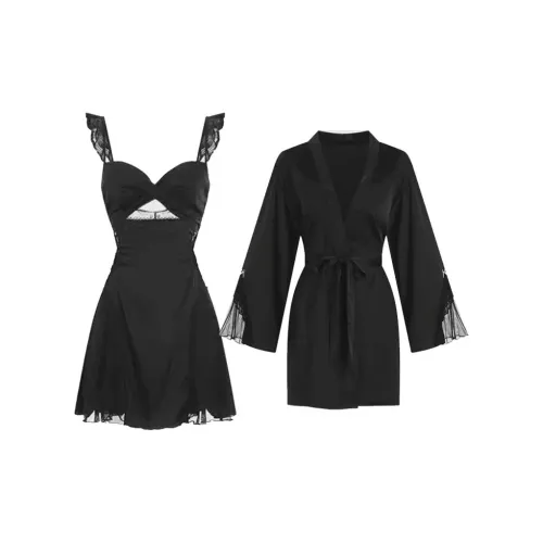 OEING Черная Юбка + Роскошная Пижама [Двухкомпонентный Набор] Женские Пижамные Комплекты