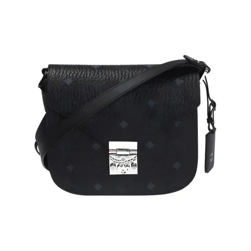 MCM Patricia Visetos Покрытый холст с кожаными вставками Курьерская сумка Сумка через плечо Женская Черная