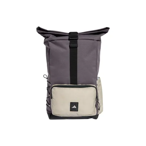 Adidas Polyester Backpack Unisex Gray Beige